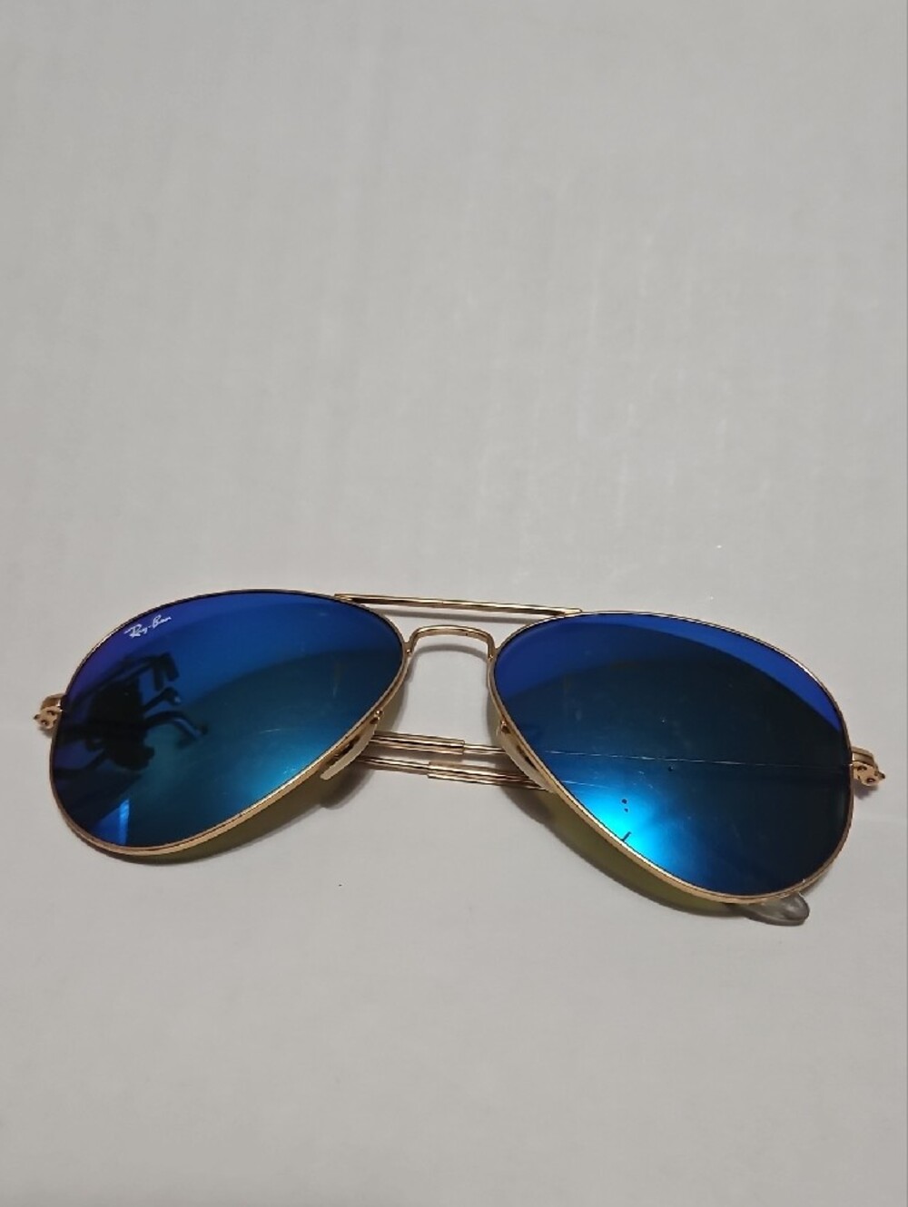 Ray-Ban 3025 Gold Frame Aviator Metal Sunglasses w/Blue Lenses 58 14 135 3N